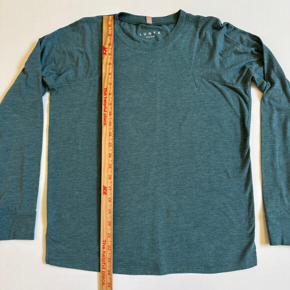 Lunya Women's Good In Bed Shirt Long Sleeve Supima Cotton Green Size XS EUC - Picture 6 of 6